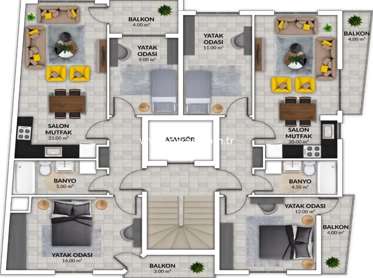 2+ 1 Null Wohnungen Zum Verkauf Mit Fassade Auf Mugla Ortacada Dalyan Straße
