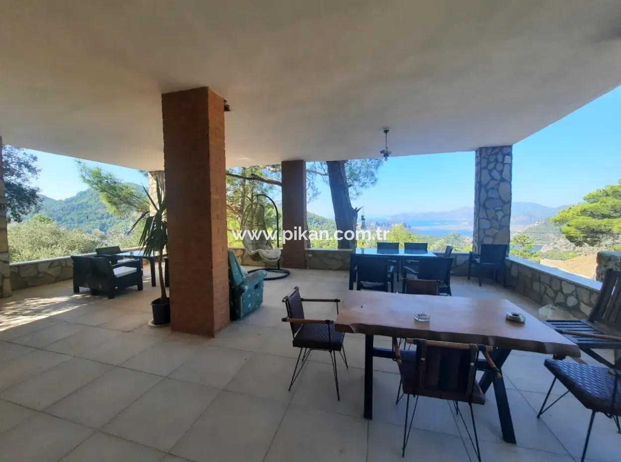 Muğla Dalyan Gökbelde Meerblick, Swimmingpool, 1800 M2 Land 2 1 Möbliertes Steinhaus Zum Verkauf