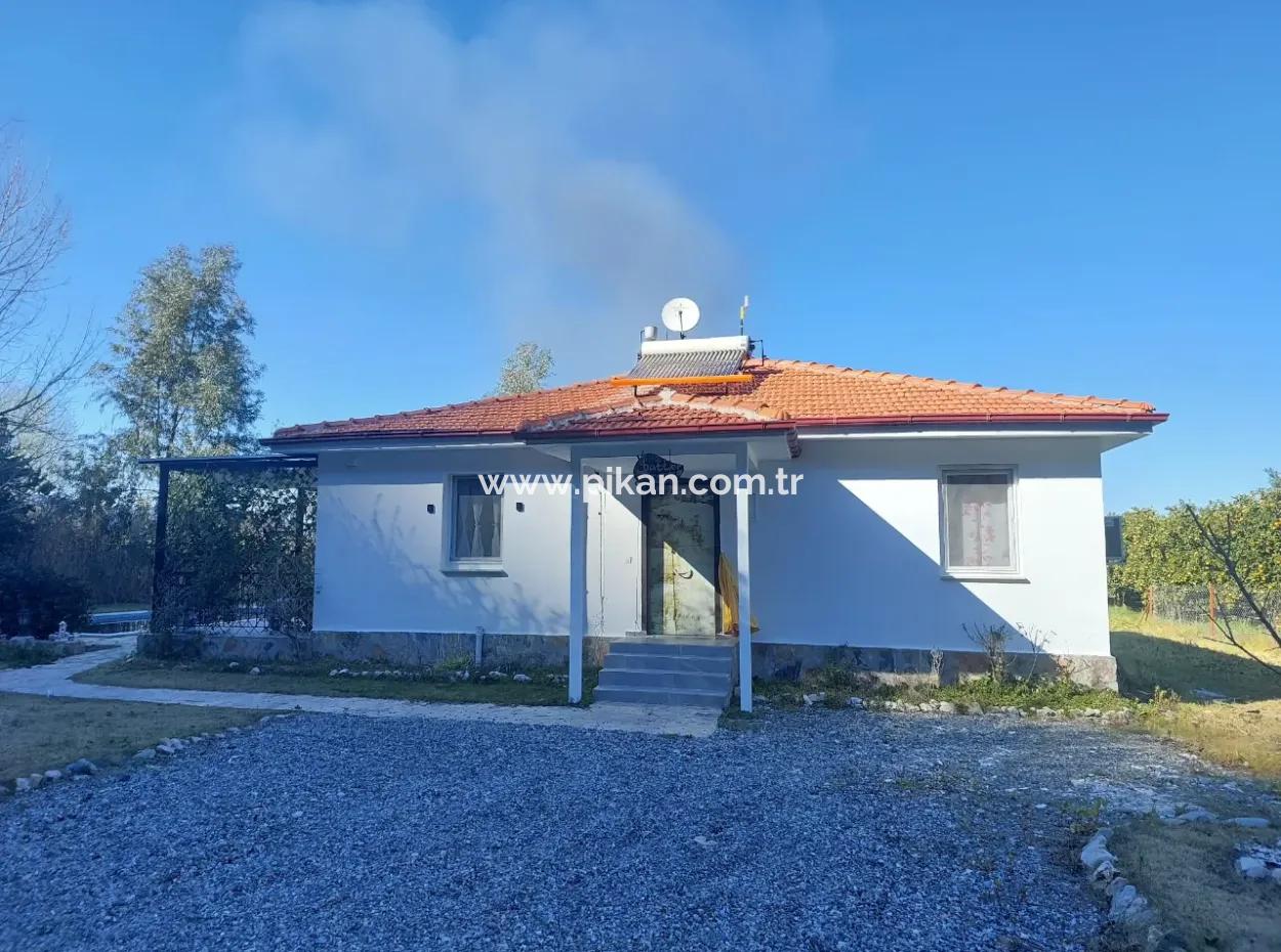On 400 M2 Land In Ortaca Okçular, 100 M2 2 1 Detached Furnished House With Swimming Pool For Rent