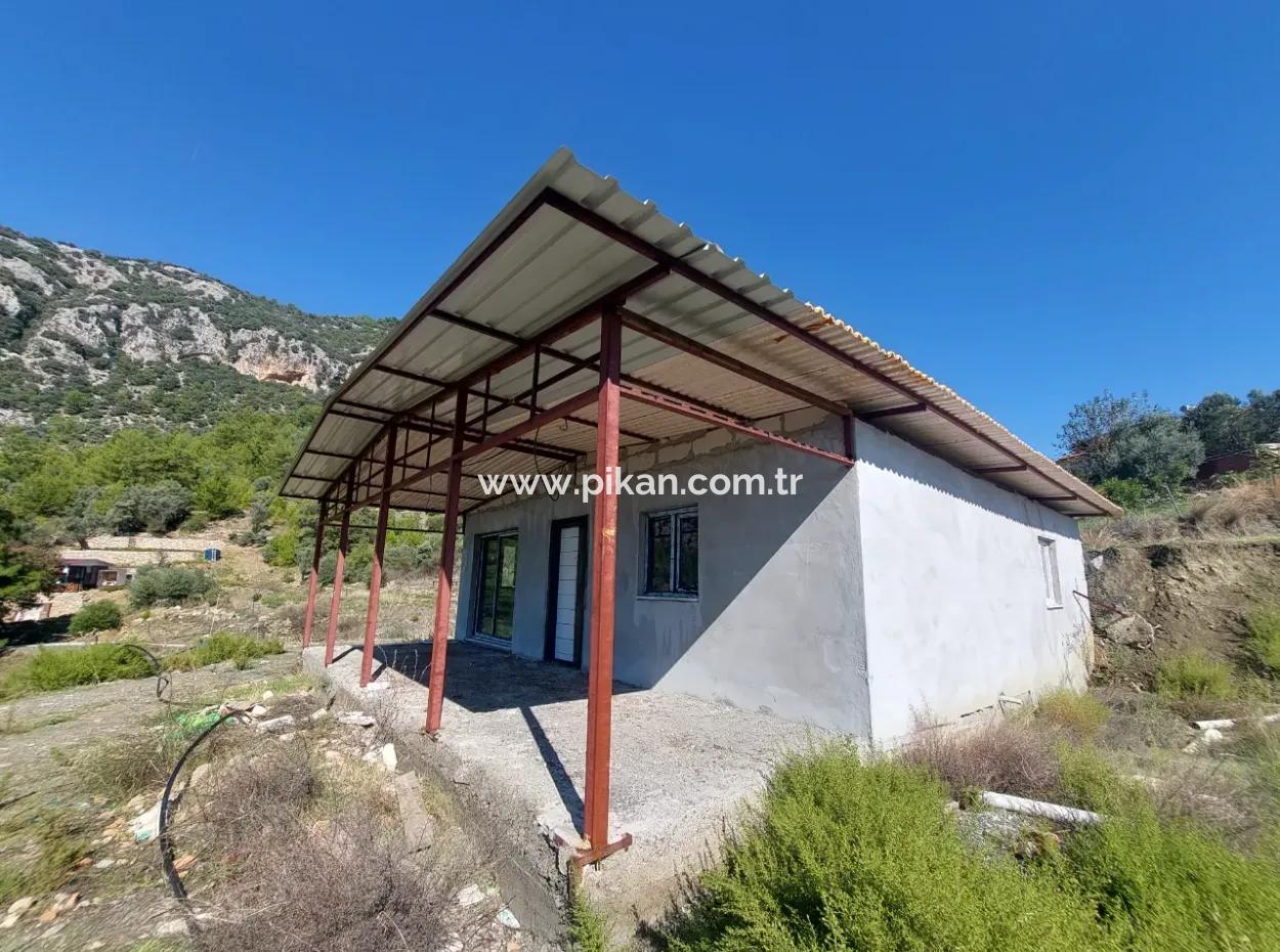 On 763 M2 Land In Ortaca Gökbel, Rough Construction 70 M2, 2 1 Prefabricated House For Sale