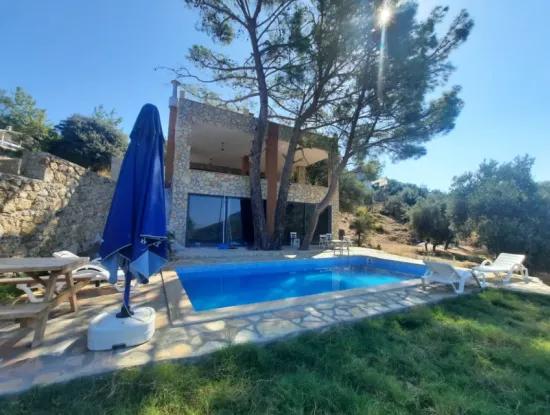 Muğla Dalyan Gökbelde Sea View, Swimming Pool, 1800 M2 Land 2 1 Furnished Stone House For Rent