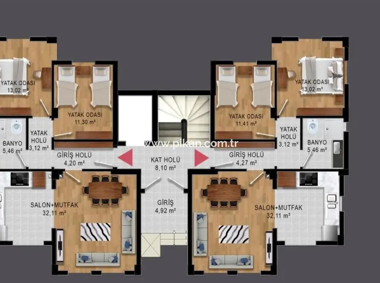 Ortaca Çaylıda Yerden Isıtmalı Sıfır Giriş Kat Daire Acil Satılık